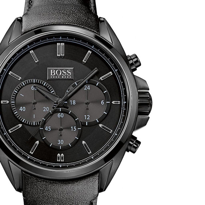 ساعة بوس Boss أوريجينال باللون الأسود جلد طبيعي