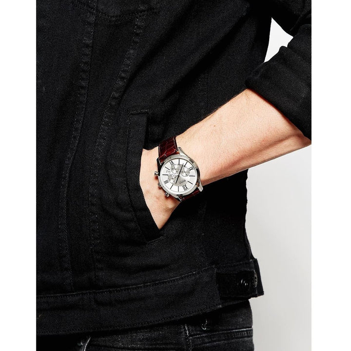 ساعة هوجو بوس رجالي جلد طبيعي أوريجينال بني