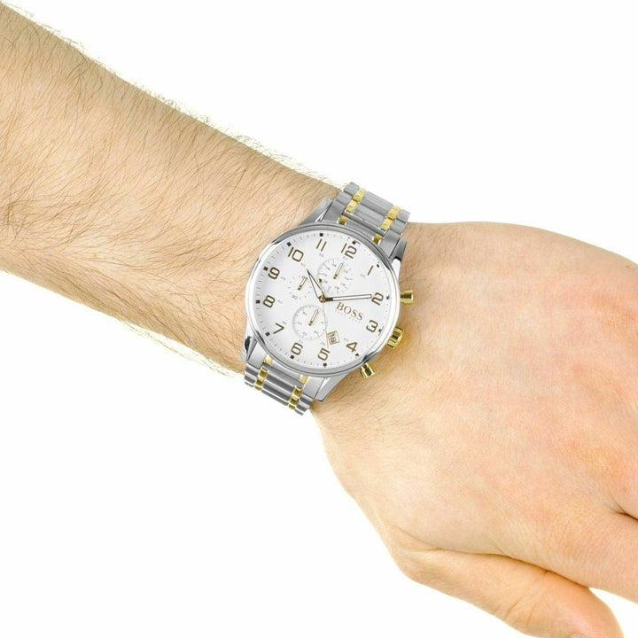 ساعة رجالي هوجو بوس أوريجينال معدن بتصميم أنيق موديل 
