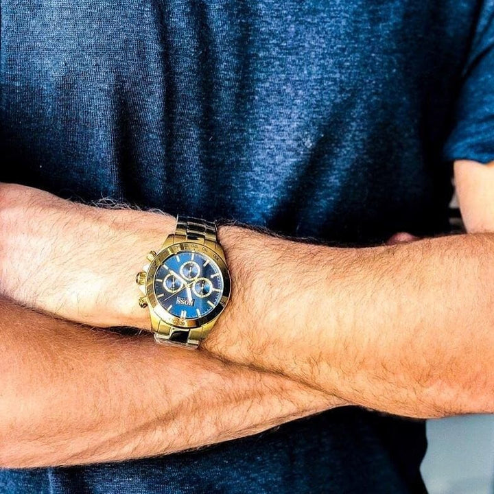 ساعة هوجو بوس معدن رجالي أوريجينال باللون الذهبي