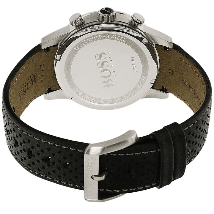 ساعة يد بوس Boss جلد طبيعي أوريجينال لون أسود