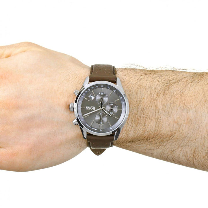 ساعة بوس Boss أصلية جلد طبيعي للرجال