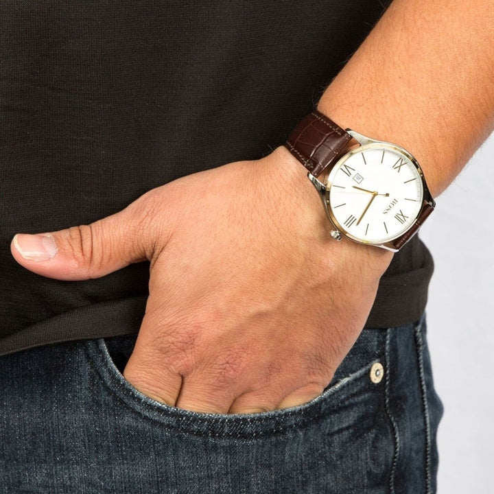 ساعة هوجو بوس جلد طبيعي أوريجينال للرجال