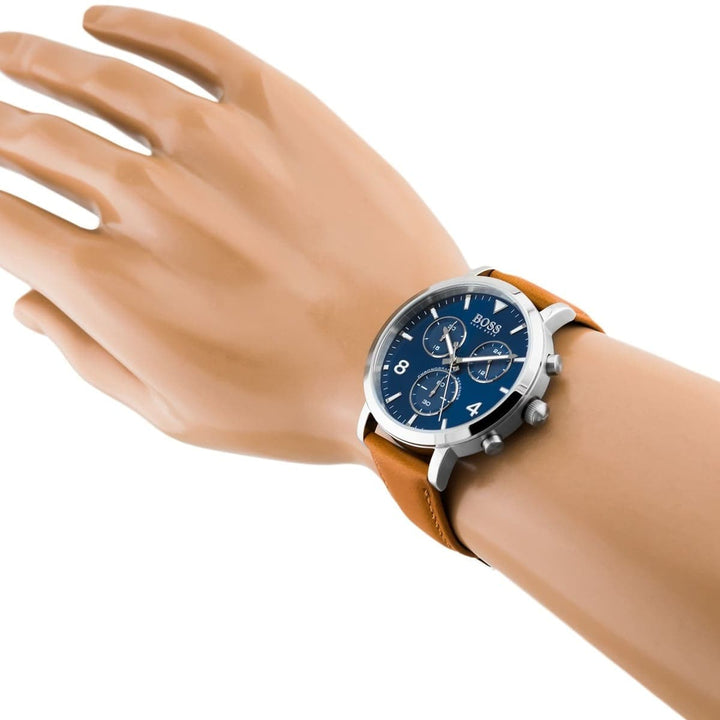 ساعة هوجو بوس جلد طبيعي للرجال باللون البني