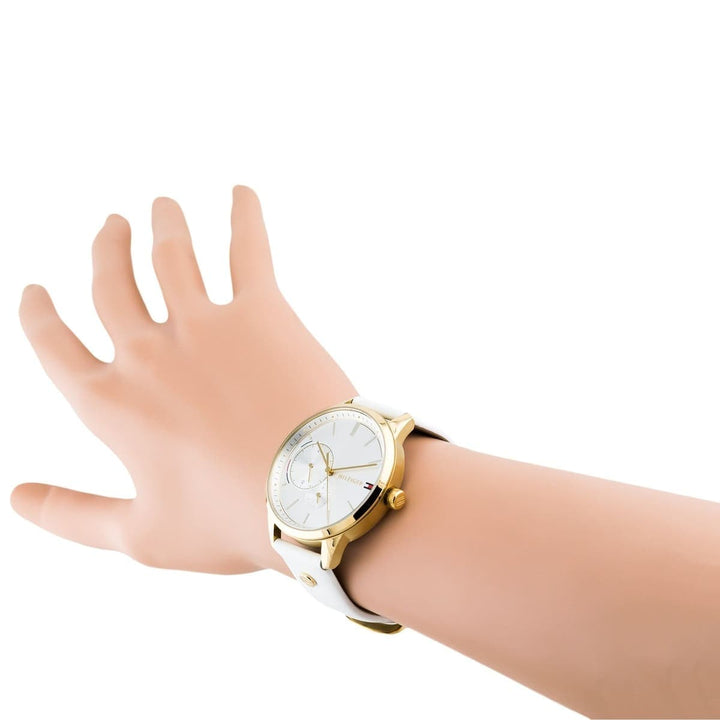 ساعة تومي هيلفيجر حريمي جلد طبيعي أوريجينال لون أبيض