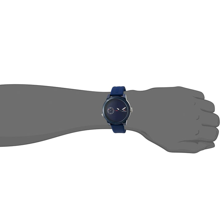 ساعة تومي هيلفيجر رجالي كاجوال من الرابر باللون الأزرق