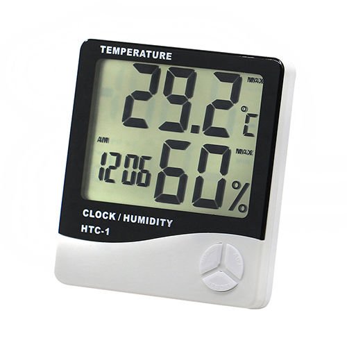 ساعة منبه رقمي إل سي دي بمقياس الحرارة ورطوبة