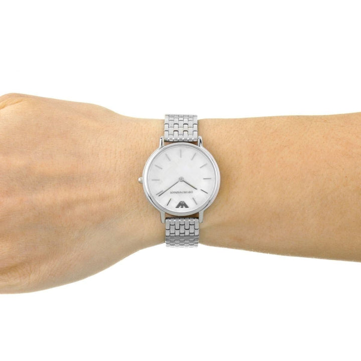 ساعة أرماني حريمي معدن أوريجينال سيلفر بتصميم رقيق
