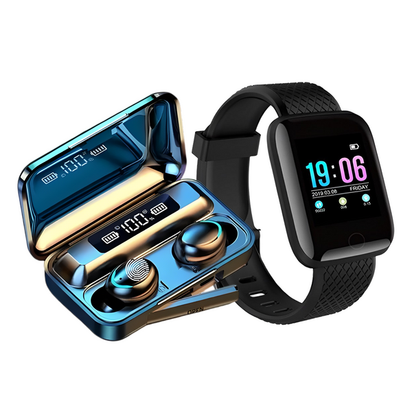 Air buds F9 Pro + Smart Bracelet LH719 أسود