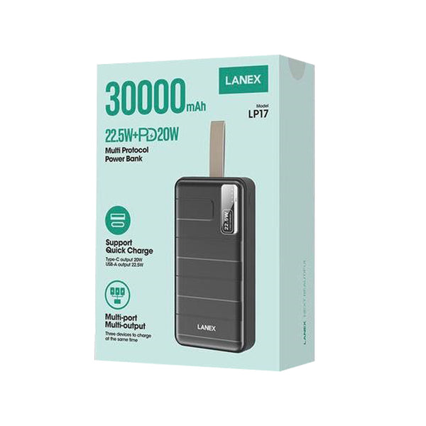 Lanex powerbank 30,000 mah ,22.5W+PD20W