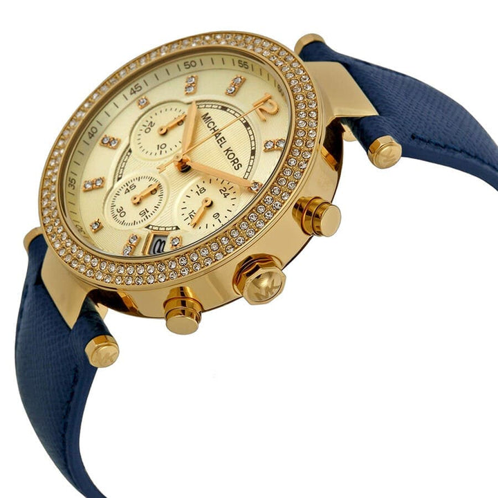 ساعة مايكل كورس حريمي جلد طبيعي بإطار ذهبي مميز